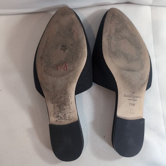 Kate Spade Maddie BEE Buzz Worthy Shoes Flats Black Gold Beaded Embroidered 7.5 - Picture 14 of 16